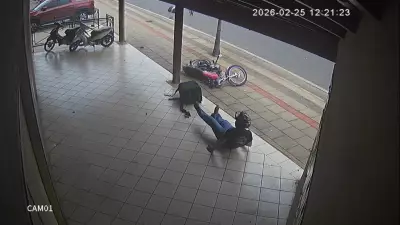 Motociclista perde controle, atropela estudante e colide em pilar de comércio em Rio Preto