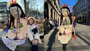 Brasileira leva boneco gigante de Olinda para desfile de carnaval na Alemanha