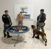 Cadela policial encontra pasta base em carro e homem é preso por tráfico em Boa Vista