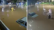 Chuva intensa causa enchentes em Atibaia, com resgate de homem e carro submerso