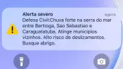Defesa Civil emite 'alerta severo' para chuva forte e risco de deslizamentos no Litoral Norte de SP