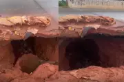 Erosão interdita pista em Campo Grande após cratera se formar sob ponte