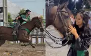 Formanda viraliza ao deixar missa de formatura montada em égua de estimação em Sergipe