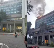 Incêndio de grandes proporções atinge prédio histórico no Centro do Rio de Janeiro