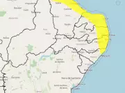 Inmet emite alerta de perigo potencial de chuvas intensas em 20 municípios de Pernambuco