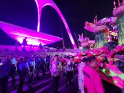 Mangueira enfrenta contratempo no desfile com carro alegórico batendo em monumento