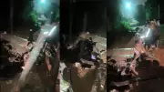 Moradores formam cordão humano para resgatar motociclista que caiu em buraco de ponte em Cuiabá