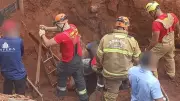 Quatro trabalhadores são resgatados após soterramento parcial em obra de terminal em Senador Canedo