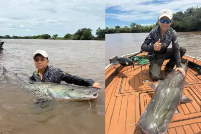 Adolescente de 13 anos pesca pintado gigante de 1,60m e 40kg em rio de MS
