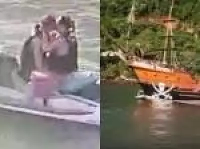 Beijo em jet ski quase vira tragédia após atropelamento por barco pirata em Balneário Camboriú