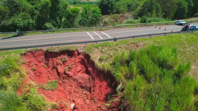 BR-153 interditada em Marília após erosão por chuvas causar risco de desabamento