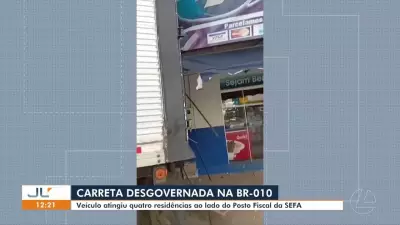 Carreta desgovernada destrói quatro casas na BR-010 em Dom Eliseu, Pará