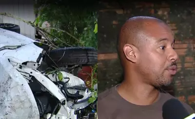 Carro despenca de ribanceira e invade residência em Florianópolis durante madrugada