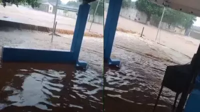 Chuva intensa em Água Comprida causa alagamentos, interdição de ponte e falta de água