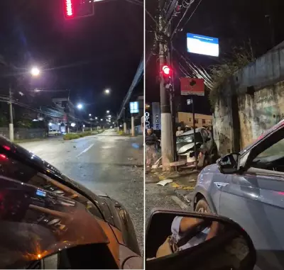 Dois jovens ficam feridos após colisão de carro contra poste em Teresópolis