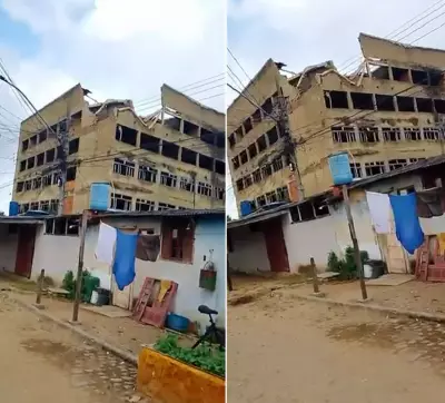 Estrutura de prédio antigo cede e ameaça desabar em Campos dos Goytacazes