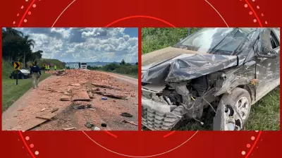 Motorista sobrevive milagrosamente após carro ser atingido por tijolos e capotar na BR-277