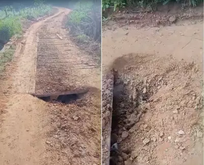 Ponte de madeira deteriorada e estrada sem asfalto ameaçam segurança na RJ-202 em Cambuci