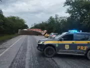 Acidente com duas carretas e carro interdita BR-251 em Francisco Sá por mais de seis horas