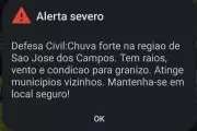 Alerta de chuva forte com granizo atinge celulares em São José dos Campos e região