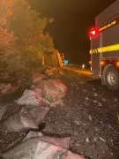 Caminhão carregado de carvão tomba na BR-135 em Buenópolis e mata motorista