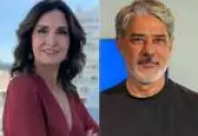 Fátima Bernardes visita redação da Globo e reencontra ex-marido William Bonner