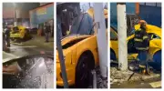 Policial Militar se acidenta com Camaro Amarelo após perder controle em via molhada na Zona Leste