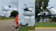 Trabalhadores sofrem choque elétrico em MT e são resgatados por helicóptero após acidente