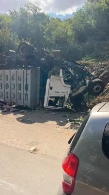 Acidente grave: carreta despenca de viaduto na divisa BH-Contagem, duas vítimas inconscientes