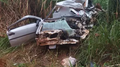 Acidente na BR-354 em Campos Altos mata pai, filho e enteado; grávida perde bebê