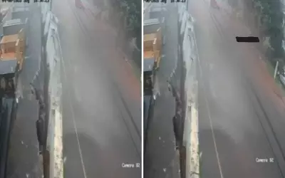 Câmera capta momento exato de desabamento de muro de cemitério em Igarapava, SP