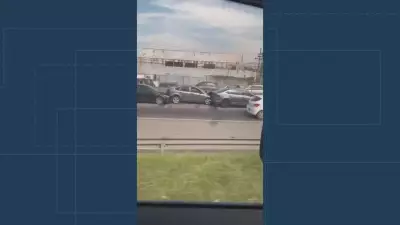 Engavetamento com 11 veículos e viatura da PM fere policial na Niterói-Manilha