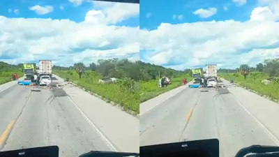 Engavetamento na BR-222 deixa dez feridos leves após caminhão-tanque não parar a tempo