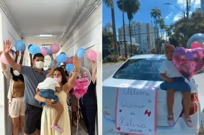 Família celebra fim de quimioterapia de menina de 4 anos com buzinaço no litoral de SP