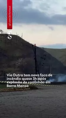 Novo foco de incêndio surge na Via Dutra após explosão de caminhão em Barra Mansa