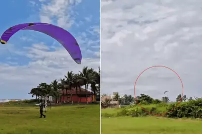 Piloto de paramotor grava momento exato da queda em quintal de casa no litoral de SP