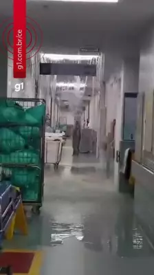 Tubulação se rompe e inunda novo setor do IJF em Fortaleza durante chuvas