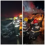 Carro é consumido por chamas na rodovia LMG-605 em Januária, Norte de Minas