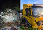 Colisão frontal entre caminhão e SUV de luxo na BR-101 deixa três mortos no extremo sul da Bahia