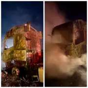 Incêndio consome cavalo mecânico de carreta na BR-135 próximo a pedágio em Engenheiro Dolabela