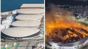 Incêndio destrói metade da cobertura do Velódromo Olímpico do Rio de Janeiro