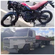 Motociclista morre após invadir contramão e colidir com carreta em Japonvar