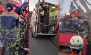 Motorista fica preso às ferragens após grave colisão entre carretas na BR-324