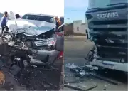 Mulher se fere gravemente após 'cavalo de pau' em posto e colisão com caminhão na BR-226