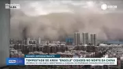 Tempestade de areia forma muro gigante e 'engole' cidade no norte da China
