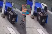 Vídeo mostra menino de 6 anos em bicicleta entre caminhões antes de atropelamento fatal em Santos