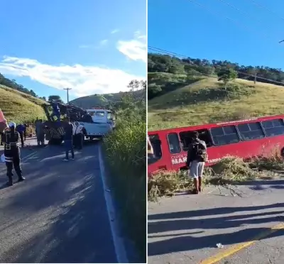 Batida entre carro e ônibus 'Vermelhinho' deixa três feridos na RJ-114