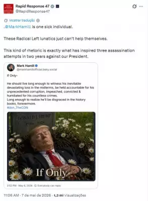 Casa Branca chama Mark Hamill de 'doente' por imagem de IA com Trump em cova
