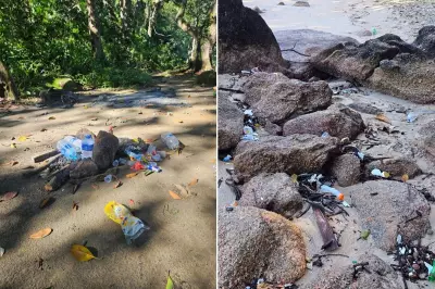 Denúncia de lixo e acampamentos ilegais na Praia do Sangava em Guarujá