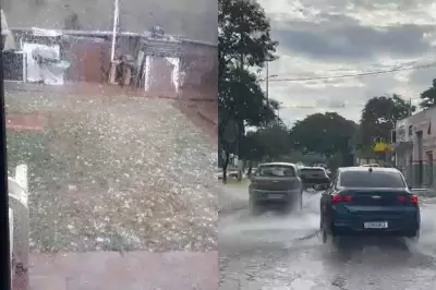 Granizo e temporal atingem Dourados (MS) neste sábado